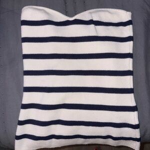 Pull&Bear Striped Knit Top in Navy and White